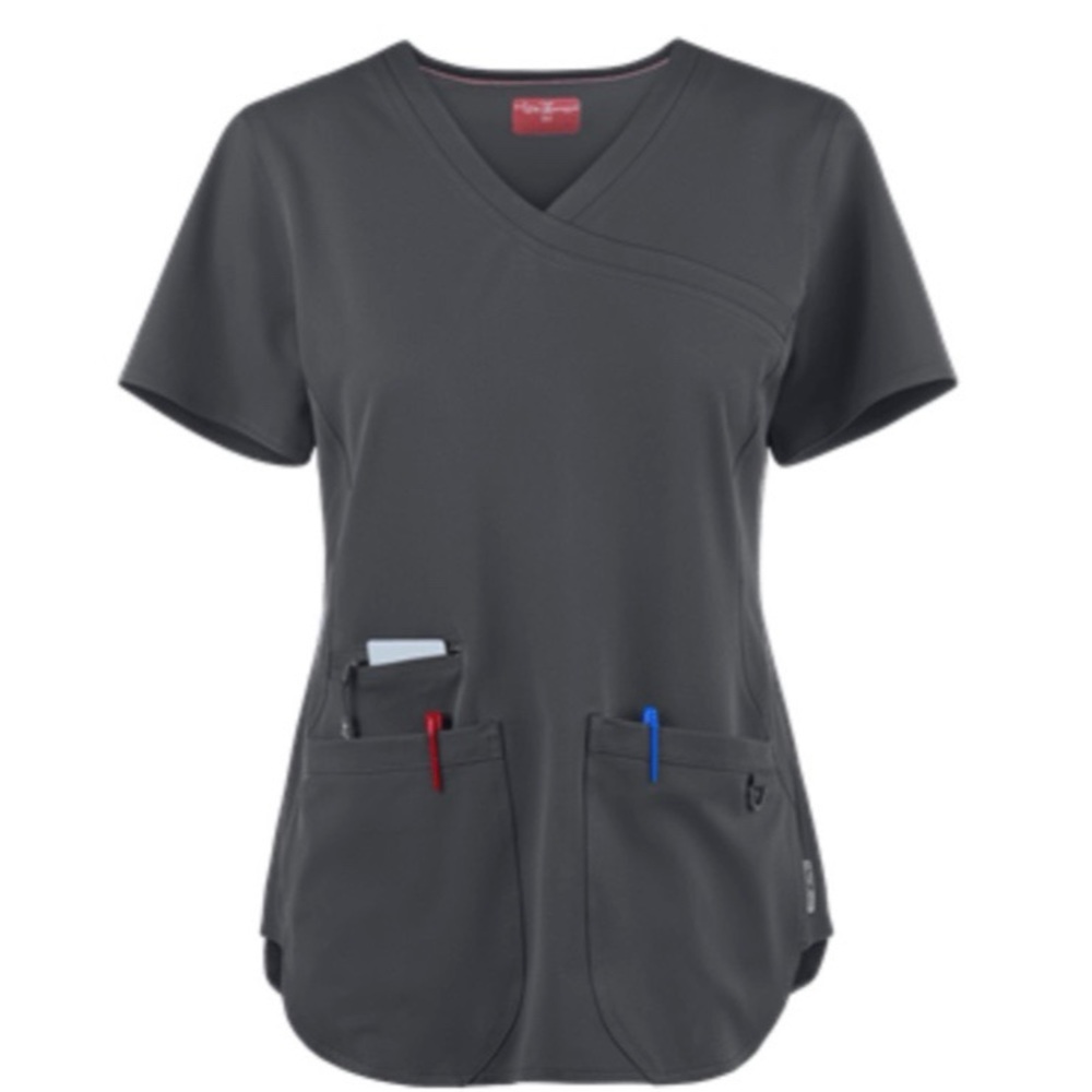 Rib Side Mock Wrap Scrub Top